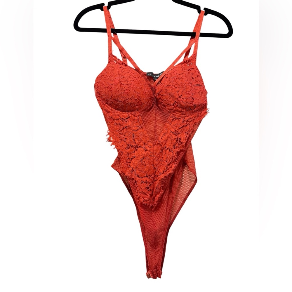 JLUXLABEL Fiery Red Lace Bodysuit